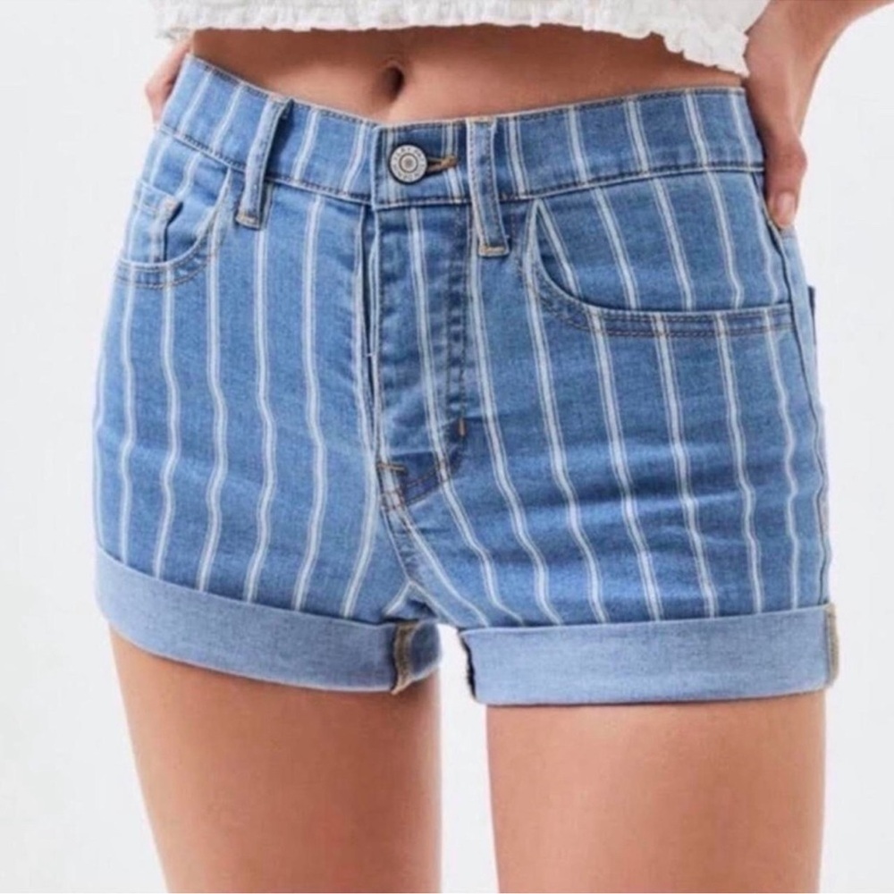 PacSun Light Blue Striped Jean Shorts
